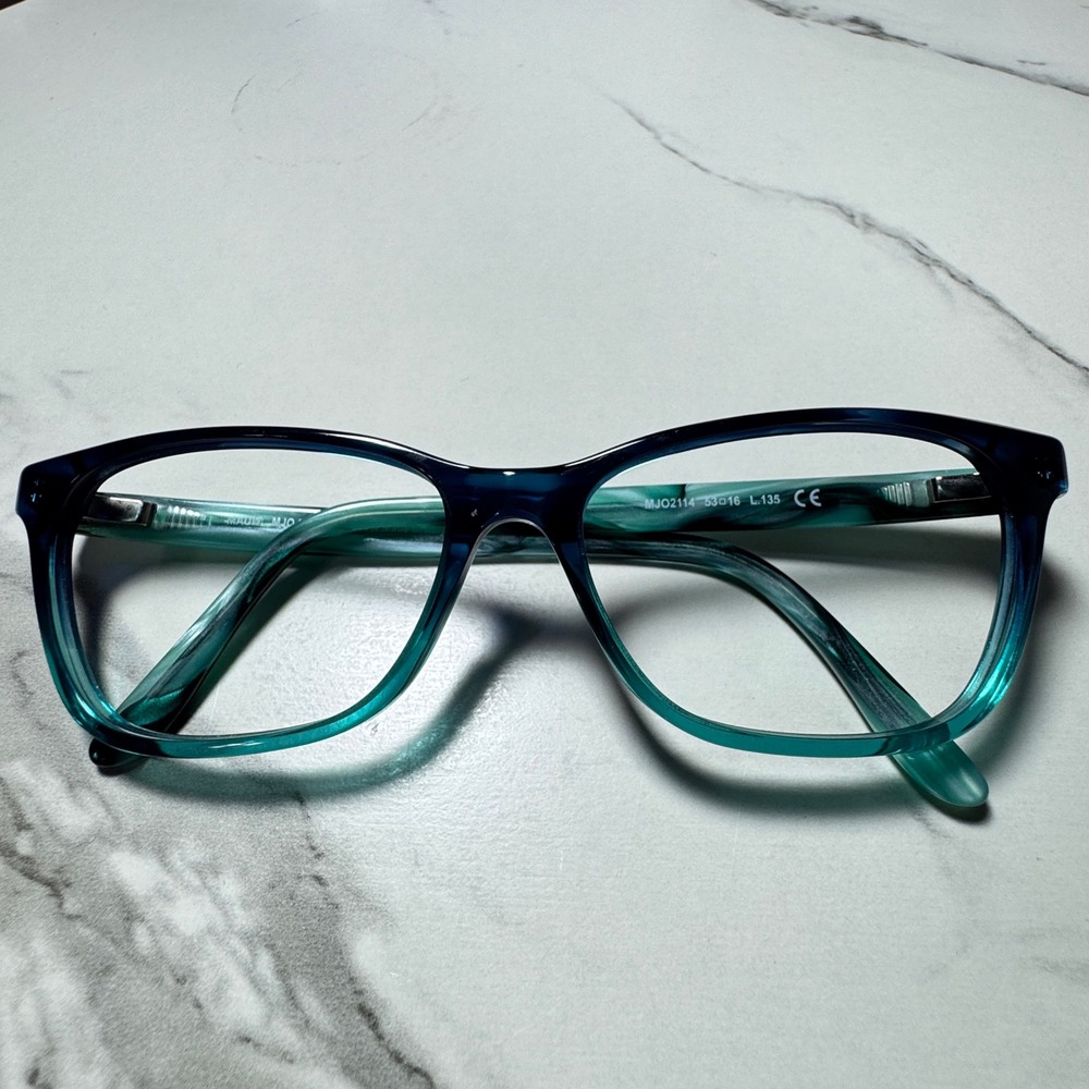 Maui Jim MJO2114 57A Teal Navy Blue Marbled Rectangular Eyeglass Frames Italy